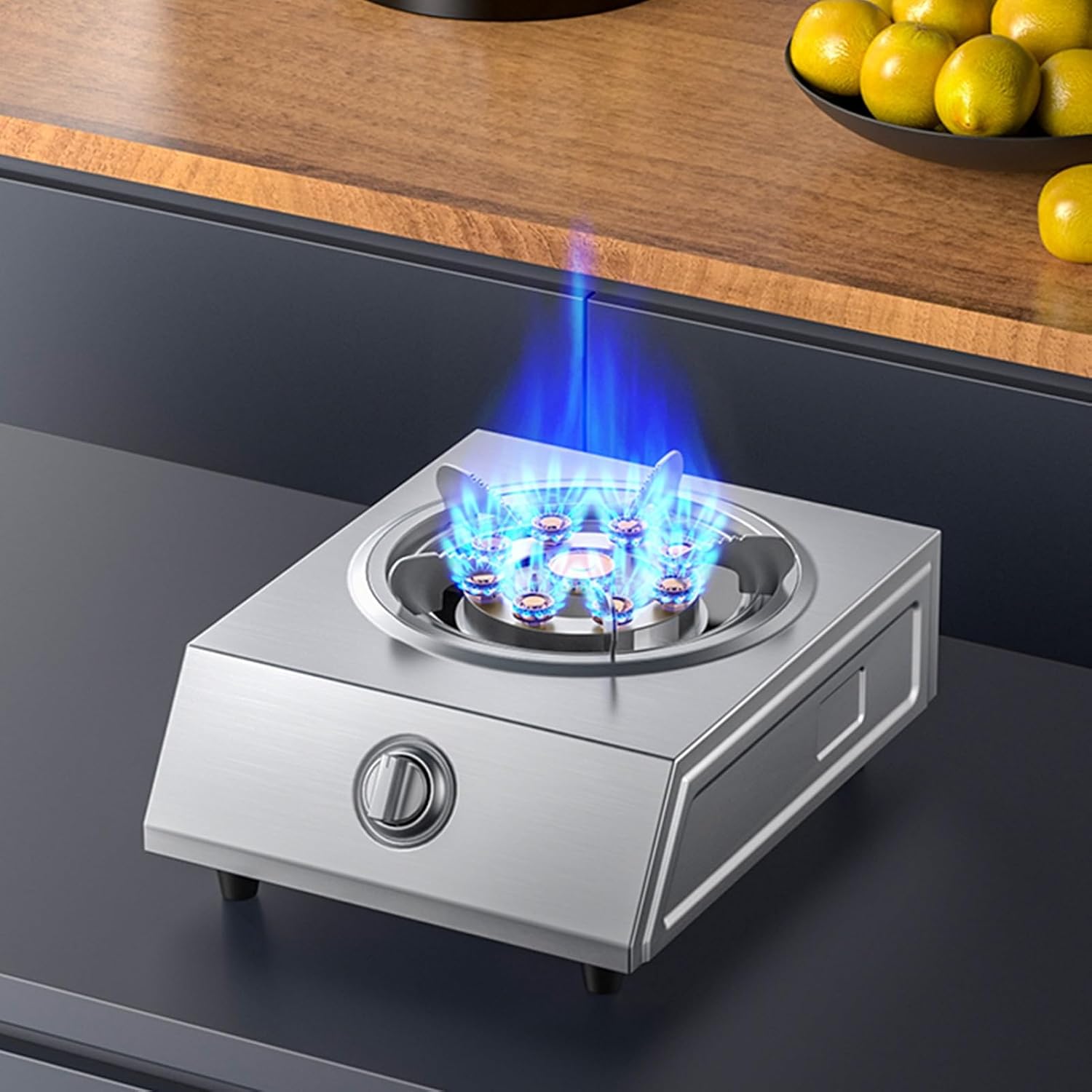 Gas Cooker,Stainless Steel Tabletop gas Stove,5.2kW Single Burner,for Home Restaurant Canteen(LPG)