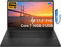 HP 17 Laptop (17.3' FHD Anti-Glare, Intel 10-Core i7 150U (> Ultra 5 125U), 16GB RAM, 512GB SSD) for Business, Home, Students, Narrow Bezel, Numeric Keypad, Fast Charge, IST Hub, Wi-Fi 6, Win 11 Home