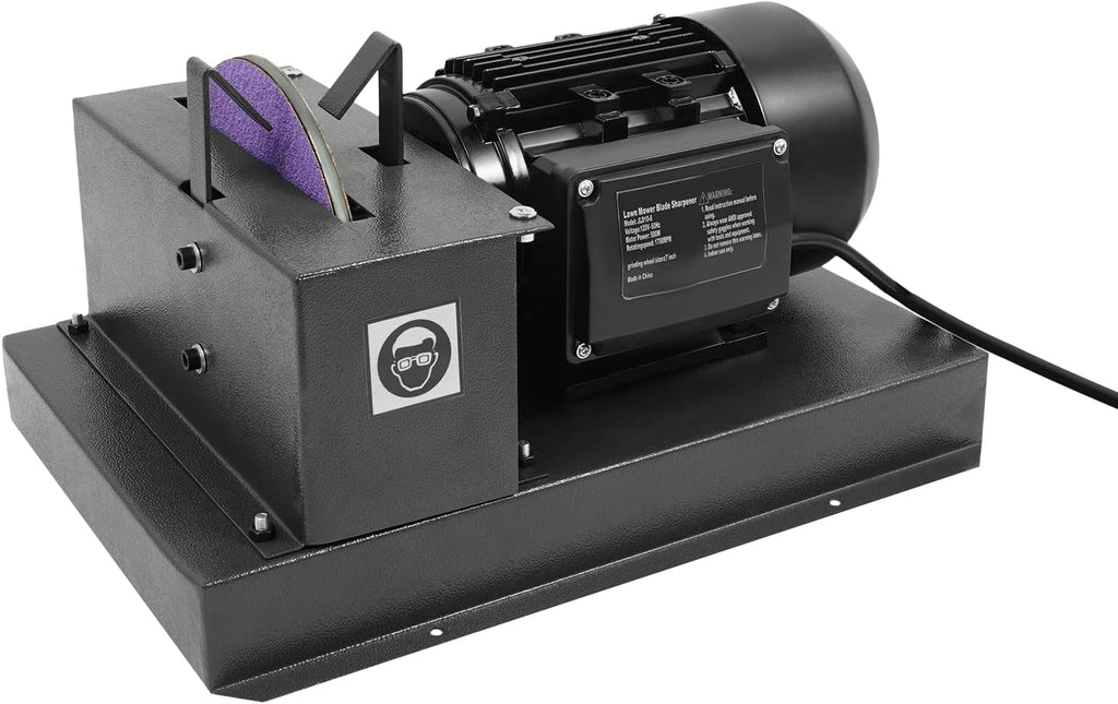 Lawn Mower Blade Sharpener, 2/3HP 500W Electric Fast Mower Blade Grinder with 7in Grinding Wheel, 1700 RPM Motor for High/Low Lift, Gator, Flat Blades, 120V US Plug