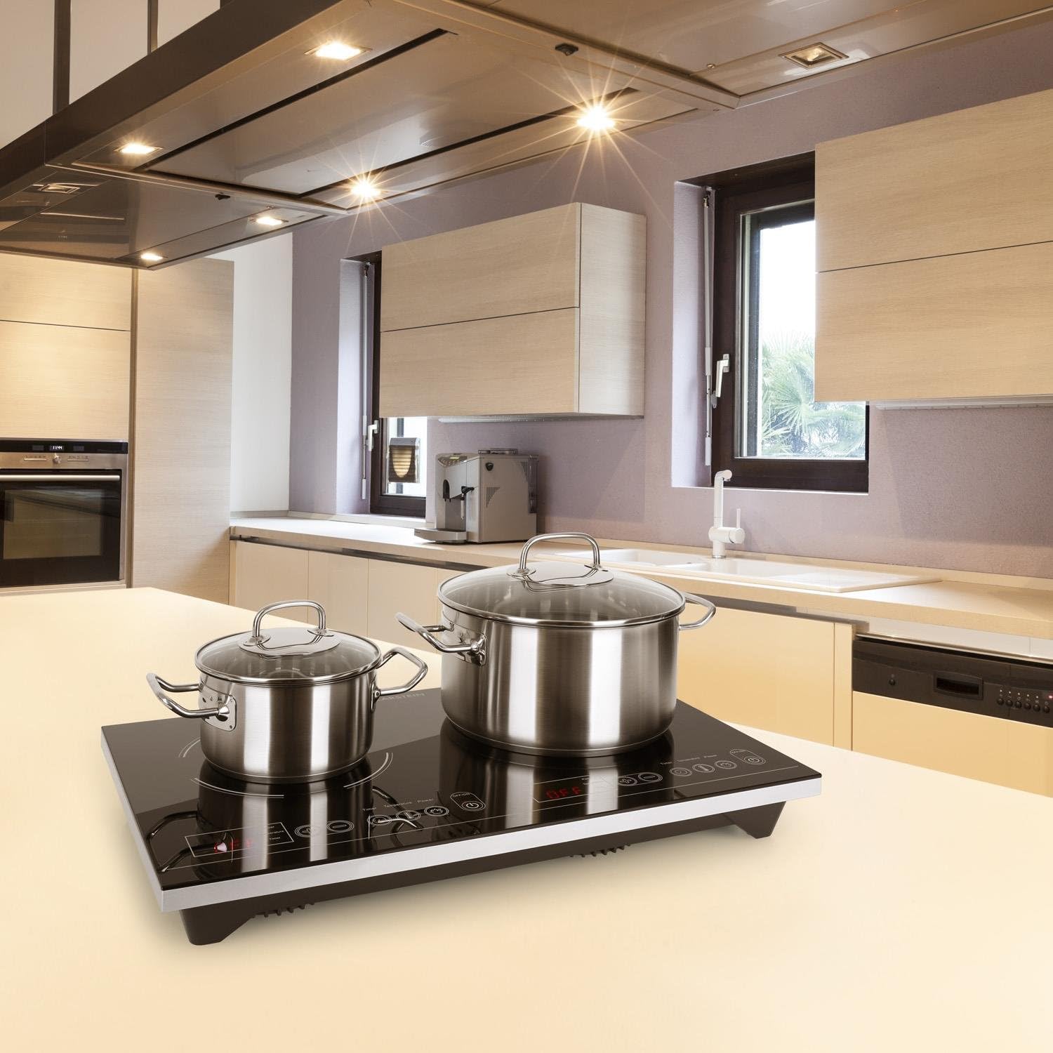 Klarstein VariCook XL - Double Plan de cuisson à Induction, 3100 W : 1300 w ou 1800 W, 10 niveaux de Puissance, Timer, écran LED, commande Tactile, Noir
