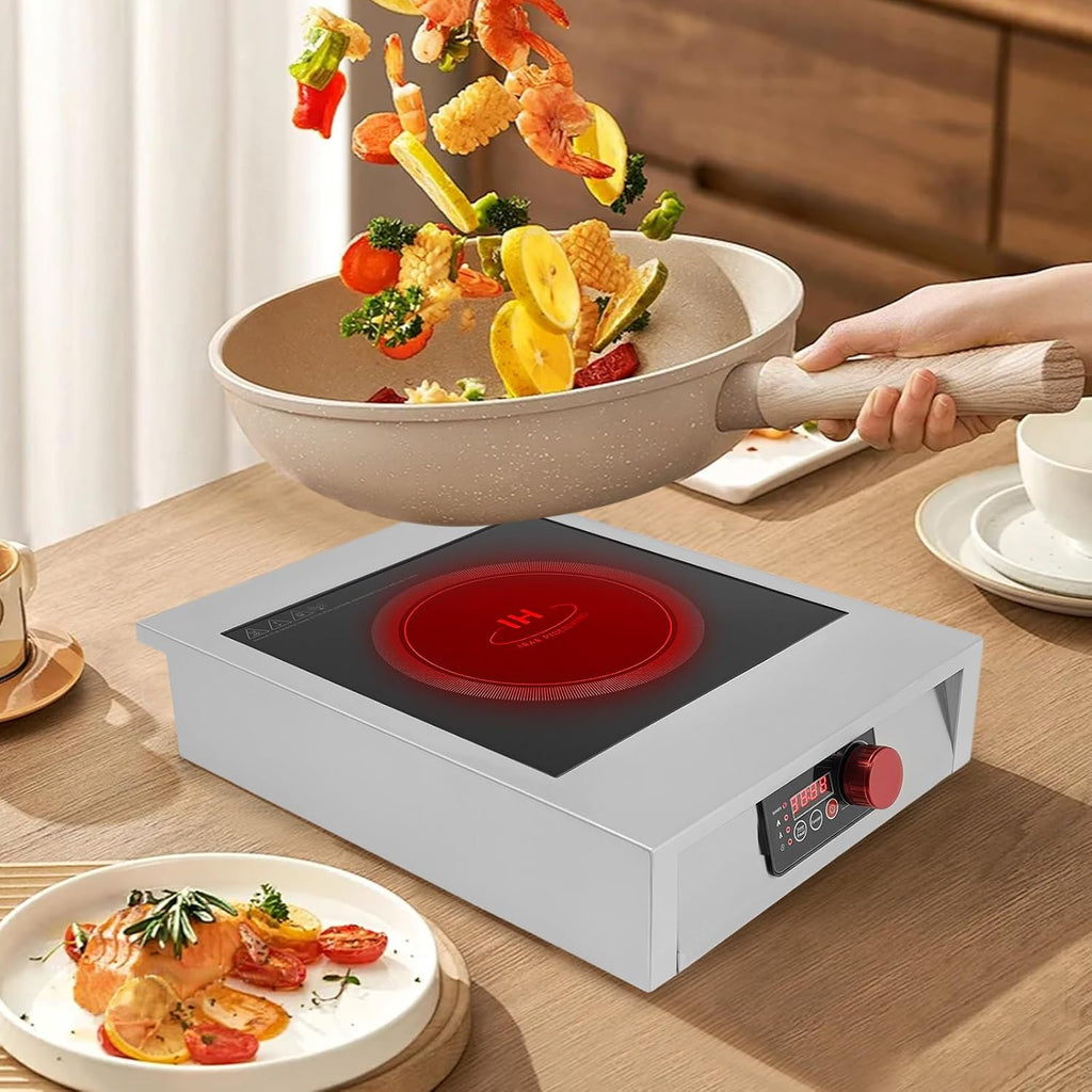 Commercial Induction Cooktop 3500W Portable with LED Display, 12' Cooking Zone & Adjustable Temp 176-572°F for Restaurants, Home Chefs, RV Cooking