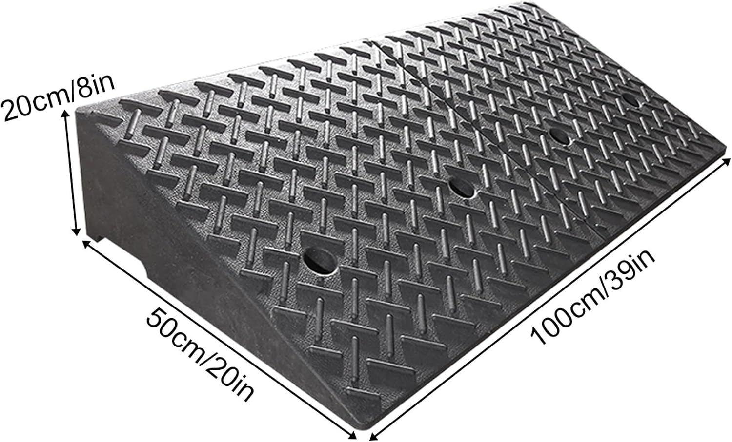 Rubber and Plastic Curb Ramp, Multiple, Threshold Ramp, Strong Load-Bearing, Suitable for Entryway, Bike, Pets, Sidewalk(100 * 50 * 20cm/39 * 20 * 8in)