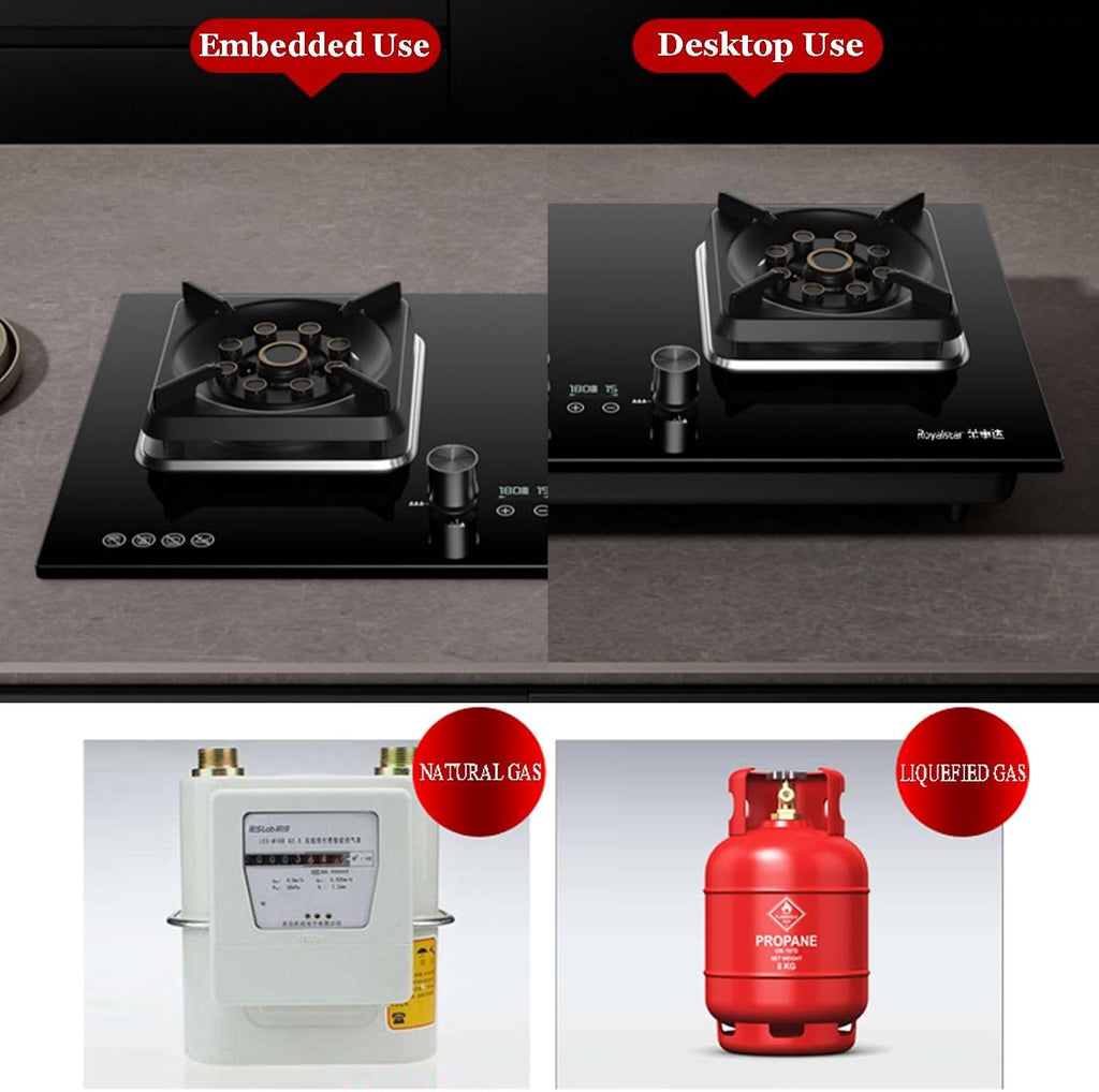 Propane Stove,2 Burners Portable Propane Stove,tempered Glass Gas Cooktop,Maximum 17742.4BTU for Food Trucks and Family Restaurants (Color : LPG, Size : Style 1)
