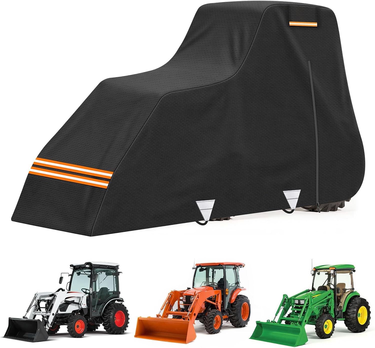 420D Waterproof Tractor Cover, Heavy-Duty All-Weather Protection Tractors Cover for Front Loaders & Backhoes, Compatible with John Deere, Kubota, Mahindra, MF,150' x 75' x 110'