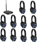 Retekess TA003 Silent Disco Headphone System, Silent Disco Party Headphones,3 Channels,LED Light,Wireless Stereo Headphones Bundle for Kids Party, Home Movies (10 Pack)