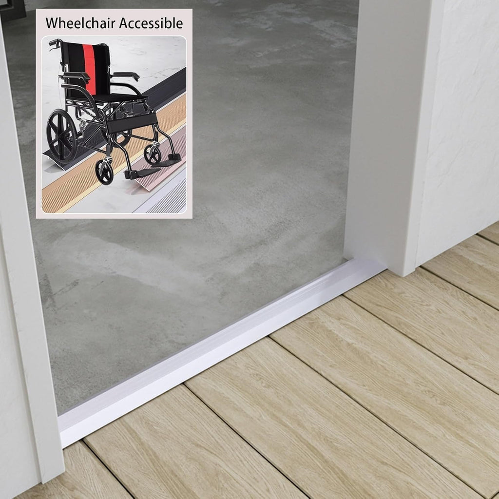 Door Strip 4inch Wide Floor Transition Strip Threshold Ramps for Doorways, Flooring Edge Trim, Wood to Vinyl, Metal Aluminum(Silver,130cm/51.2in/4.3ft)