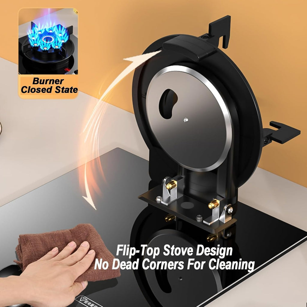 Gas Stove 1 Burner,5.2KW Natural Gas/Liquefied Gas Conversion Stove,Tempered Glass All-Copper Pot Rack,Flip-Top Burner Design,with Safety Flameout Device(NG)