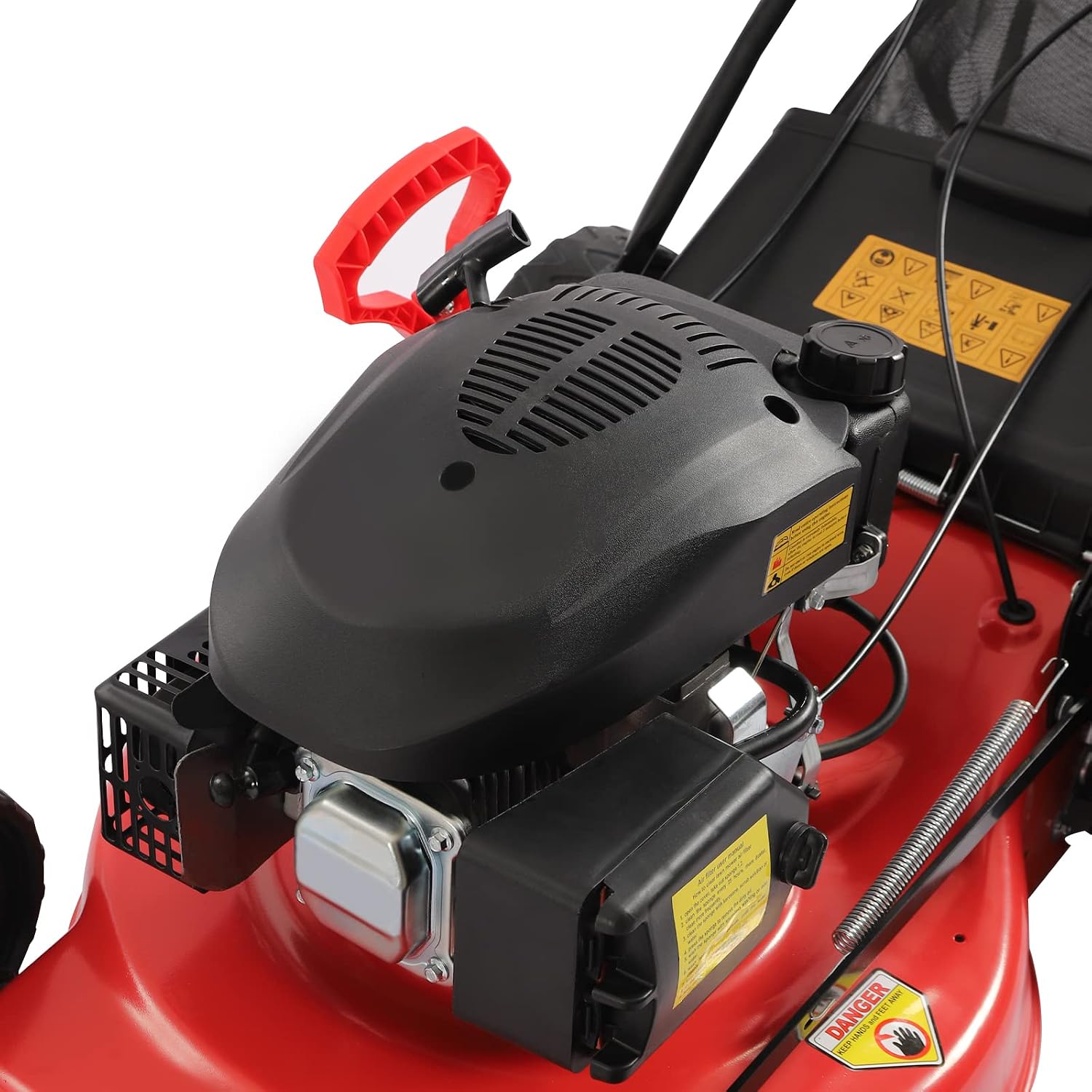 20Inch Gas Powered Lawn Mower, 3-in-1 140CC Self-Propelled Gas Mower with Bagger, 8 Adjustable Heights, 4000W 2800RPM,1.6L/0.42Gallon Fuel Tank, Perfect for Small to Medium Sized Yards