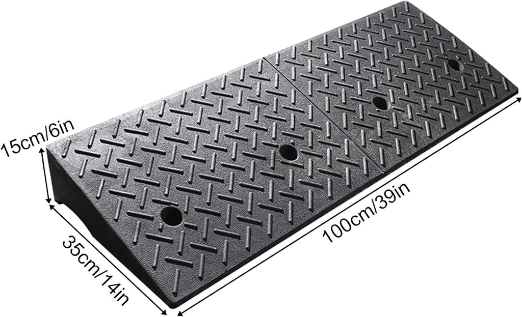 Rubber and Plastic Curb Ramp, Multiple, Threshold Ramp, Strong Load-Bearing, Suitable for Entryway, Bike, Pets, Sidewalk(100 * 35 * 15cm/39 * 14 * 6in)