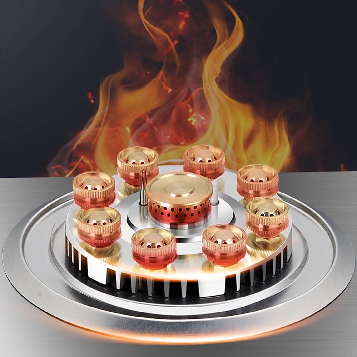 Gas Stove 1 Burner,7.2KW Nine-Cavity High-fire Timer,Gas/LP Gas Conversion Stove,Stainless Steel Indoor Regulators,with Flameout Protection,for Home Kitchen(LPG)