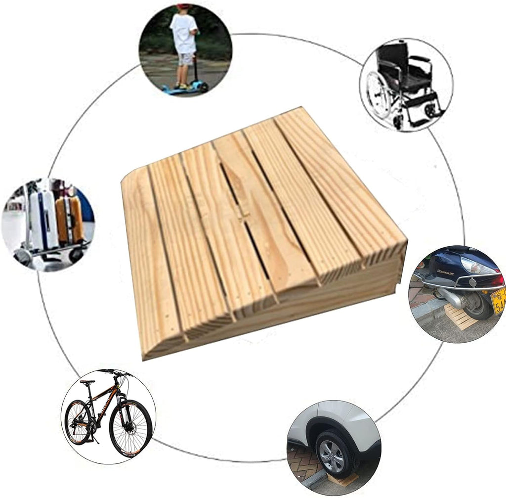 Katzowen Threshold Ramp Driveway 3/4/5/6/7/8 Inch Curb Steps Ramp, Wood Threshold Ramps for Home/Front Door/Patio, Entry Transition Ramp for Wheelchairs Walkers Motorcycle(40x30x8cm (15.7x12x3in))