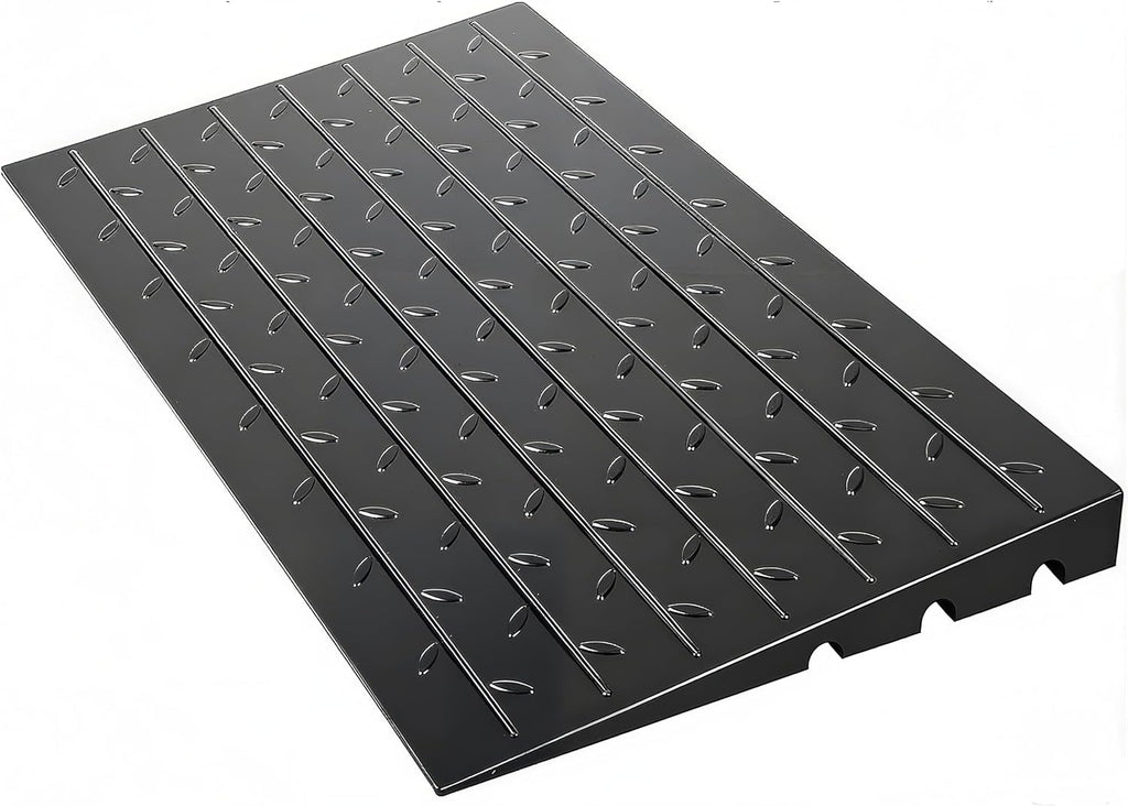 4' Rise Threshold Ramp for Doorway, 2500LBS Capacity 3 Channels Cord Cover Rubber Curb Ramp, Angled Entry Rated Handicap Ramps for Wheelchair and Scooter