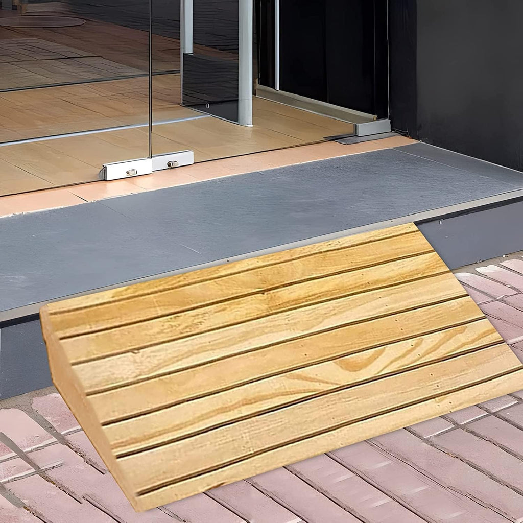 Floor Transition Strip Walkers Entry Ramp, Shower Ramps for Seniors, Entryway Ramp for Wheelchair Walker Vehicle Scooter, Outdoor Curb Ramp Door Threshold Ramp Wood, Home Portable Non Slip Slope ( Siz