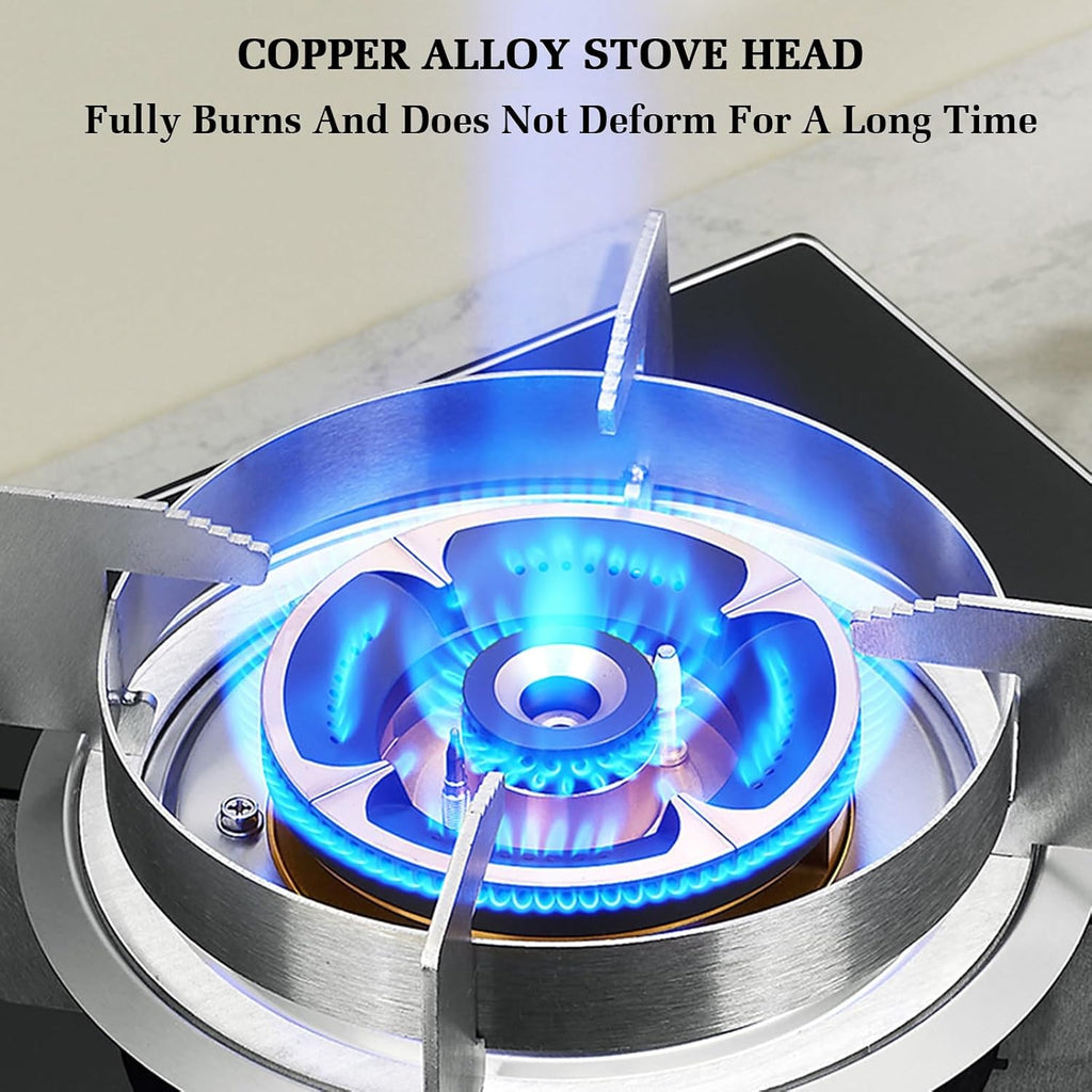Gas Stove,Single Burner,Kitchen Counter Top Stove 5.2KW Gas,Tempered Glass Cast Iron Pot Rack,with Flameout Protection and Timer,for Home Kitchen(LPG)