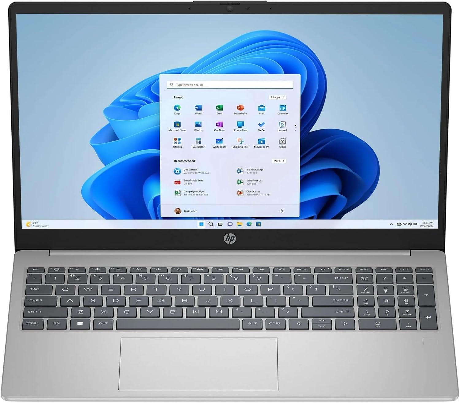 HP 15.6 inch Windows Laptop Laptop with Micro-Edge Full HD IPS Anti-Glare displayIntel Core i7-1355U 16GB RAM 1TB SSD Windows 11 Home Natural Silver 15-fd0182wm