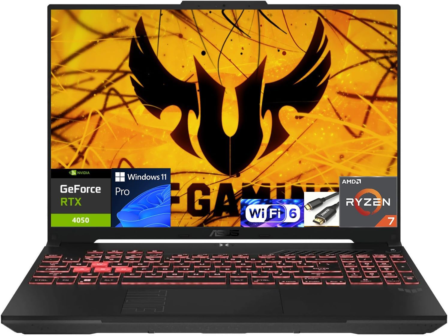 ASUS TUF Gaming A16 Laptop: AMD Ryzen 7 7445HS, 16' Full HD+ 145Hz Display, NVIDIA GeForce RTX 4050, 24GB DDR5 RAM, 512GB SSD, Backlit Keyboard, Windows 11