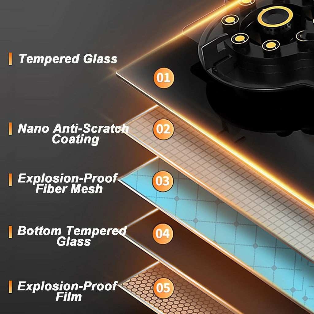 Gas Stove 1 Burner,5.2KW Nine-cavity High-Fire Tempered Glass Gas Stove,Natural Gas/liquefied Gas Conversion Stove,with Safety Flameout Device snd Timer(NG)