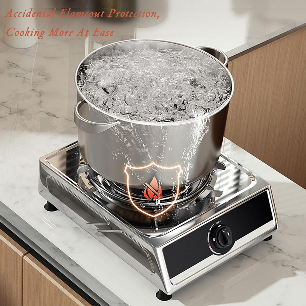 Cassette Stove,Portable Gas Stove,Max 14330.4BTU Single Burner Cassette Stove Piezo-Ceramic Ignition for Camping Cooking Car Travel Home and Apartment (Color : LPG, Size : Style 1)
