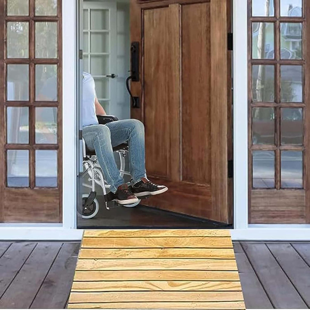 Threshold Ramps 31.5x16x6in, Doorway Ramp Non Slip, Wooden Portable Wheelchair Ramp, Easily Carried, for Pets/Kids/Elderly/Disabled,Wheelchairs Walkers Car Motorcycle