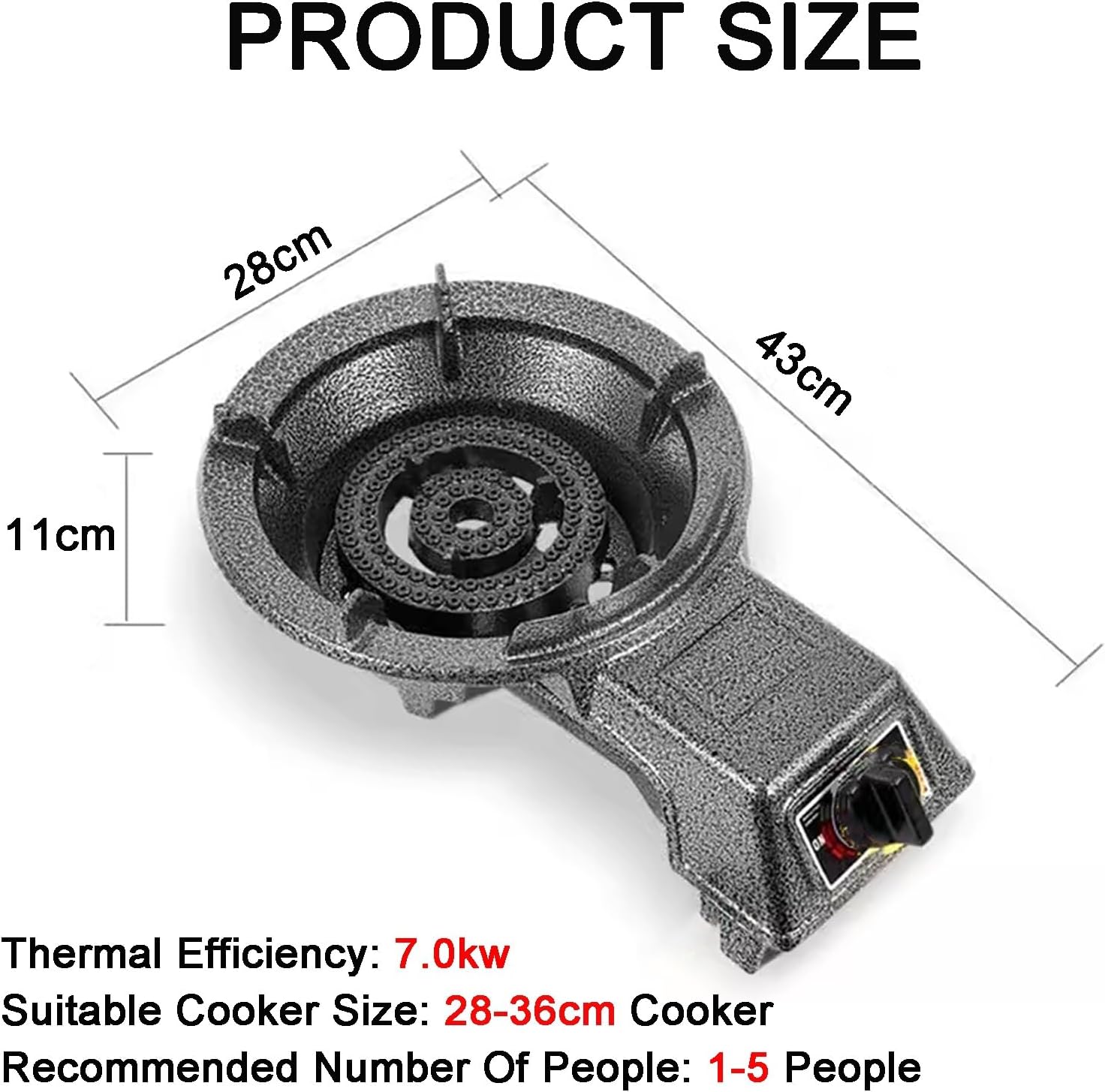 Gas Stove 1 Burner,7KW Liquefied Gas Stove,Table Top Cast Iron Pot Rack with Knob Gas Stove,Energy Saving and Gas Saving,for Home and Commercial Use