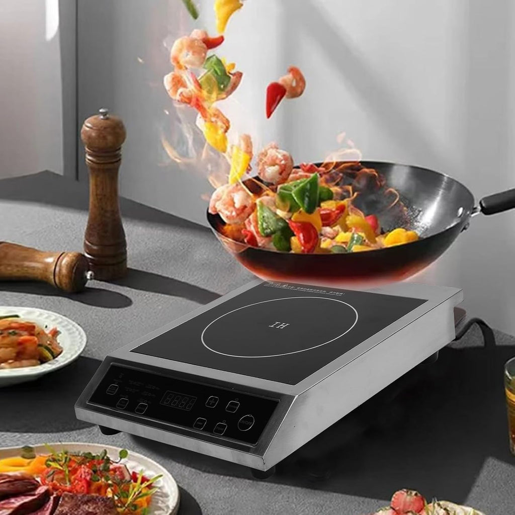 3500W Portable Induction Cooktop, Fast Heating Easy Countertop Burner with Smart Touch Panel for Home Kitchen Cooking BBQ (US Plug 110V)