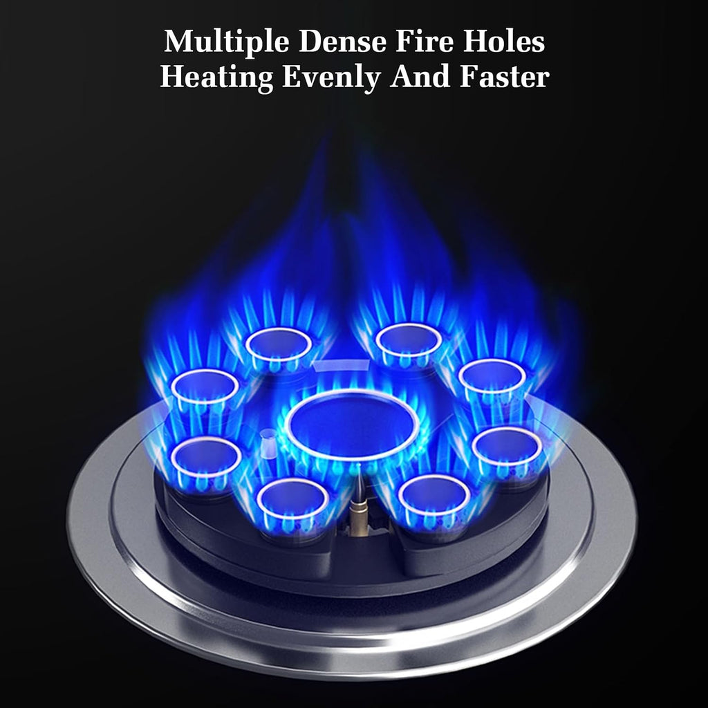 5.2KW Gas Stove,Camping Single Burner,Gas/LP Gas Conversion Stove,Tempered Glass Cast Iron Pot Rack,with Flameout Protection and Timer,for Home Kitchen(LPG)
