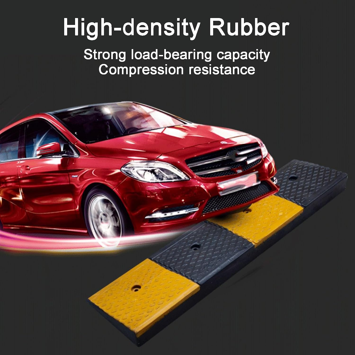 Rubber Curb Ramps Antislip Portable Rise Height Threshold Ramp with Stable Honeycomb Structure for Motorcycle Sidewalk(Yellow,100 * 8 * 2cm/39 * 3.1 * 0.8in)