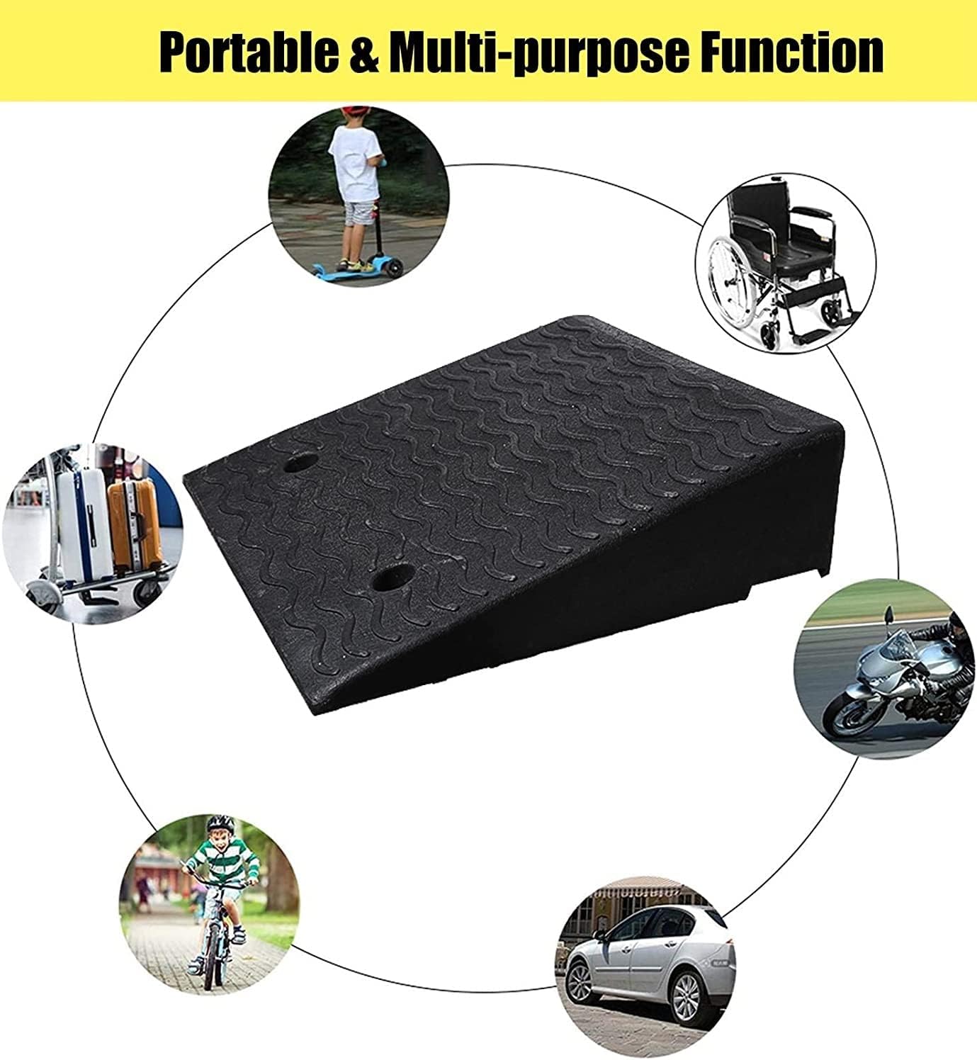 Heavy Duty Curbs Ramp for Stairs Scooters Wheelchair Threshold Ramps, Strong Solid Rubber Ramp 5 in/ 6 in/ 7 in/ 8 in Rise, Home Garage Driveway Ramp(16cm/6.3in Rise) (8)