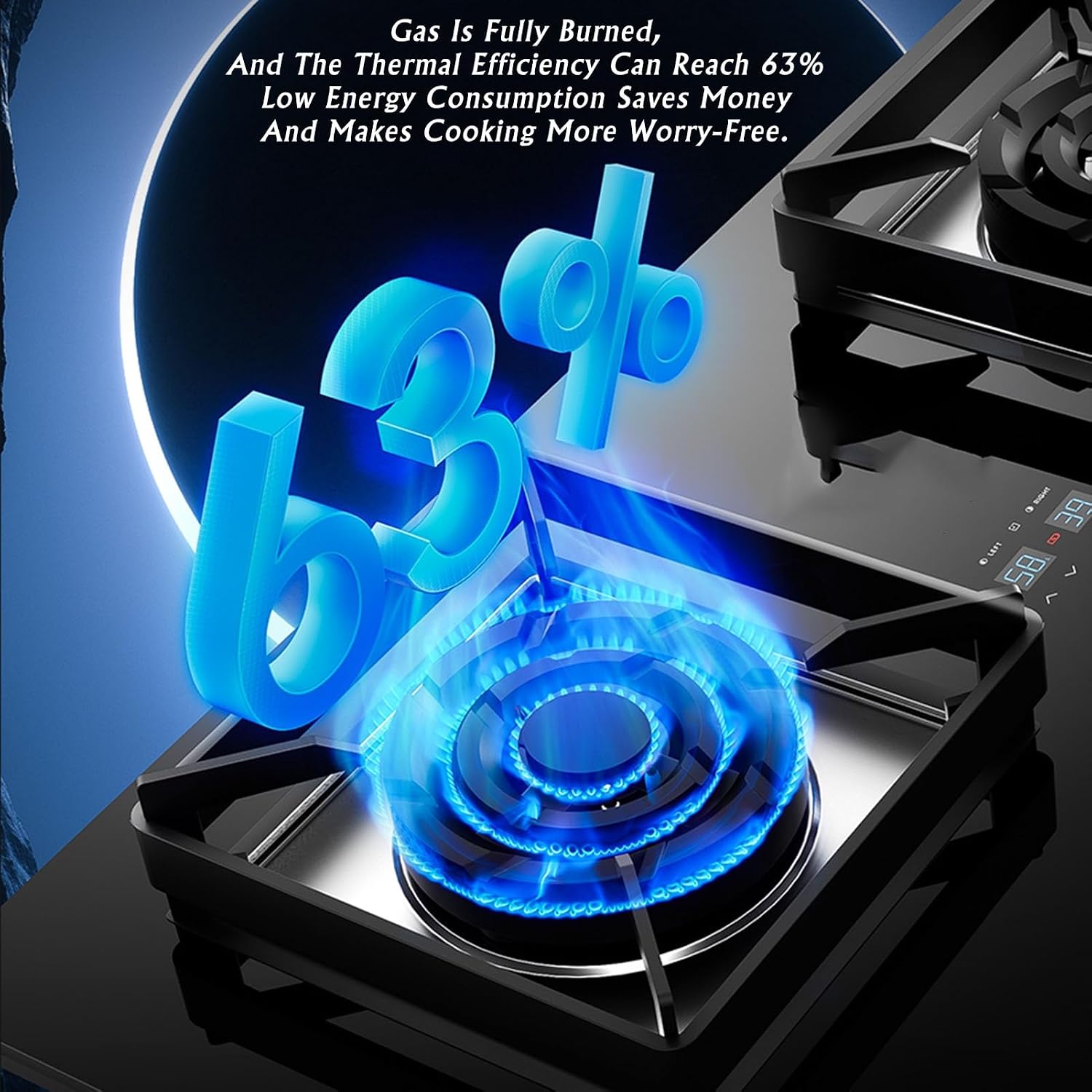Portable Gas Stove with 2 Burners, 5.2KW, Black Tempered Glass Cooking Top, with Flame Failsafe and Cast Iron Pot Rack (Size : NG)