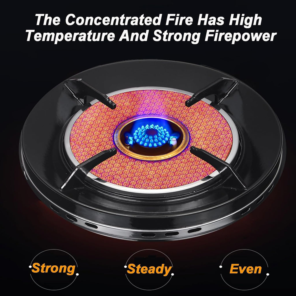 Gas Stove 1 Burner,Tempered Glass Cast Iron Pot Rack 4.5KW Liquefied Gas Natural Gas Stove,Desktop or Embedded Installation,with Safety Flameout Device(NG)