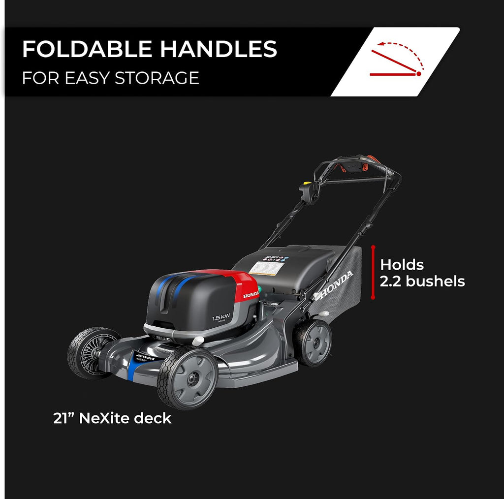 Honda HRX-BE 21-Inch Walk Behind 12 AH Battery Powered Lawn Mower with 2 Battery Bays, Variable Speed Self Propelled Lawn Mower with 2.2 Bushel Capacity, Easy-Off Grass Bag (HRX217YXBEXA6)