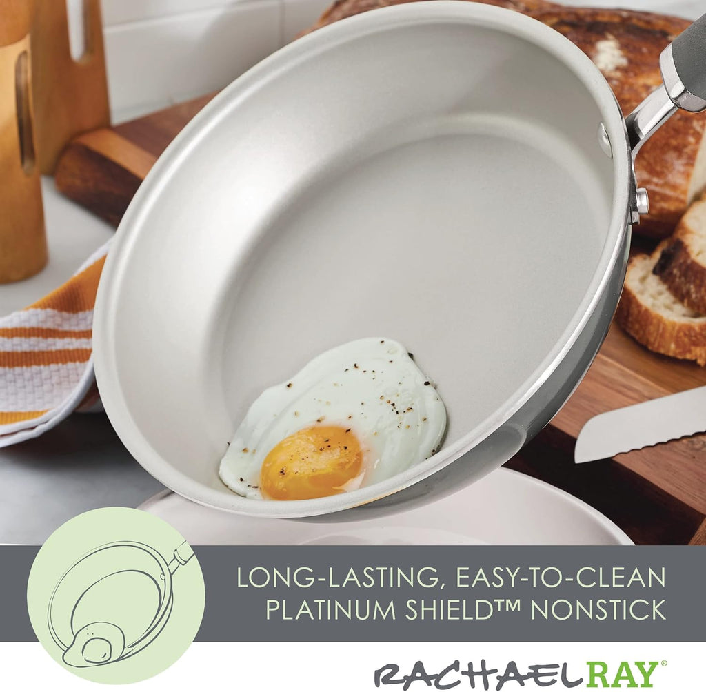 Rachael Ray Create Delicious Nonstick Cookware Induction Pots and Pans Set, 13 Piece - Gray Shimmer