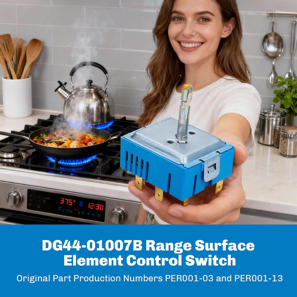 DG44-01007B three-burner gas stove switch, compatible with Samsung gas stoves. Compatible models include: DG44-01007A, PER001-03, PER001-13T, 4929395, AP6003098, PS11735755, EAP11735755-2-pack