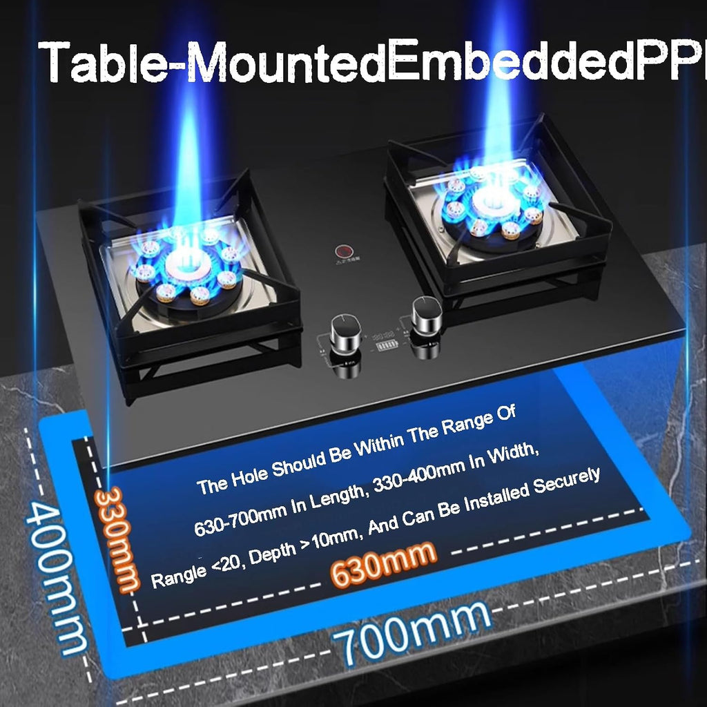 Single Burner Gas Stove,Left 9.0kw Right 5.2kw,Desktop Embedded Dual-Purpose Gas Stove,for Restaurant(NG)