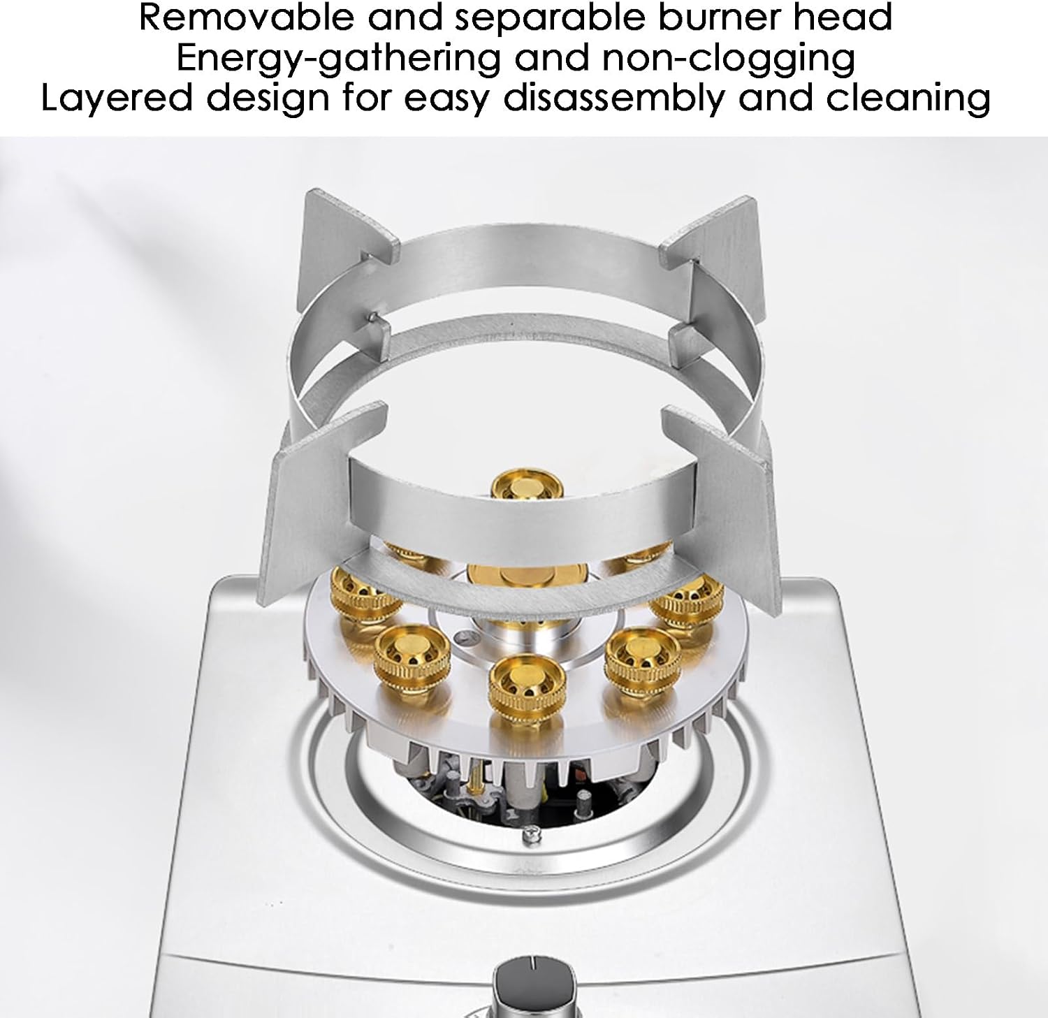 Gas Stove, Timing 1 Burners Gas Hob 9-Cavity Fierce Fire 5.2kw,Desktop and Embedded Dual-use Gas Cooker NG/LPG, for Home Camping Outdoor(LPG)