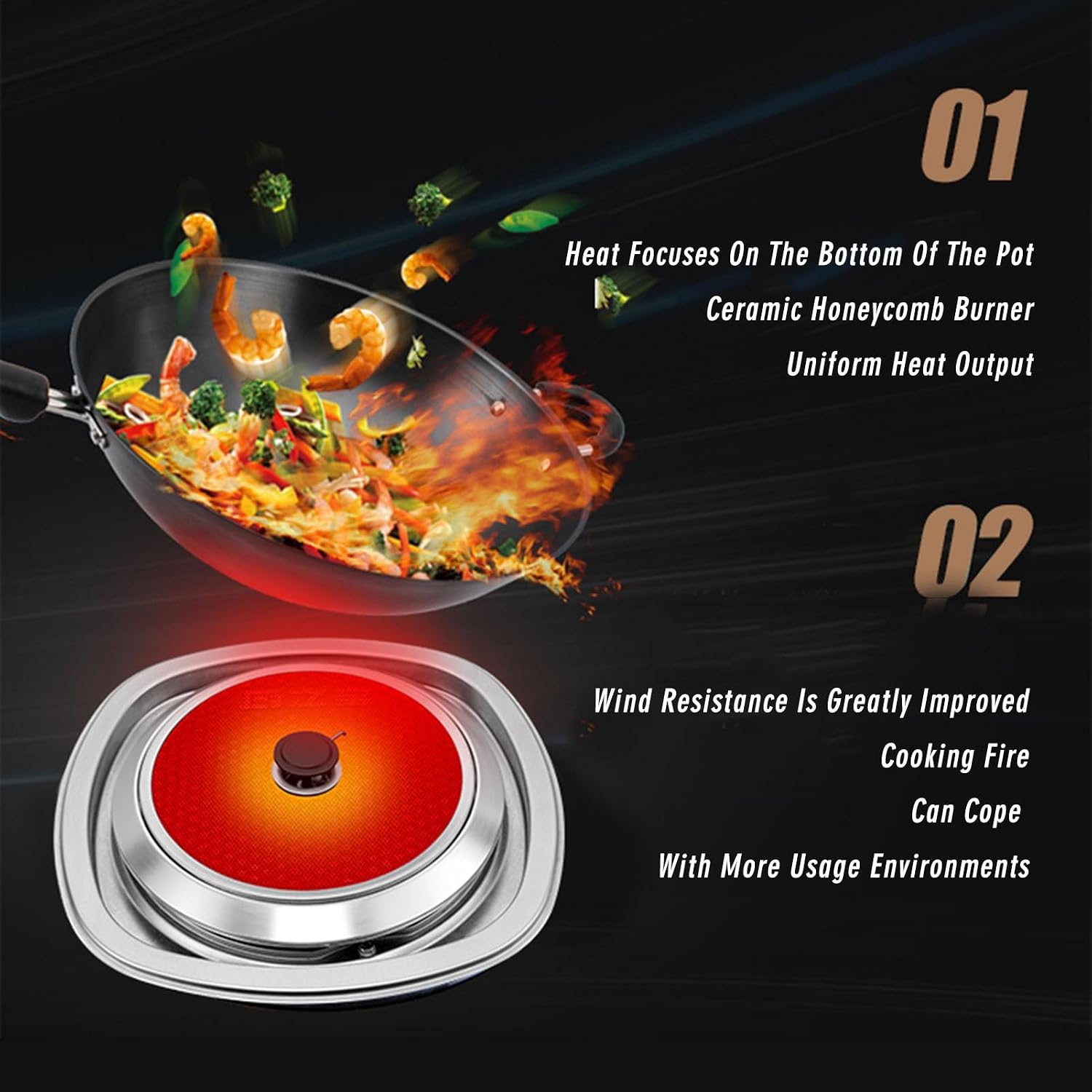 Portable Gas Stove,Single Burner Propane Stove,Max 10918.4BTU with Pulse Electronic Ignition Stainless Steel Suitable for Apartments Kitchens and More (Color : NG)