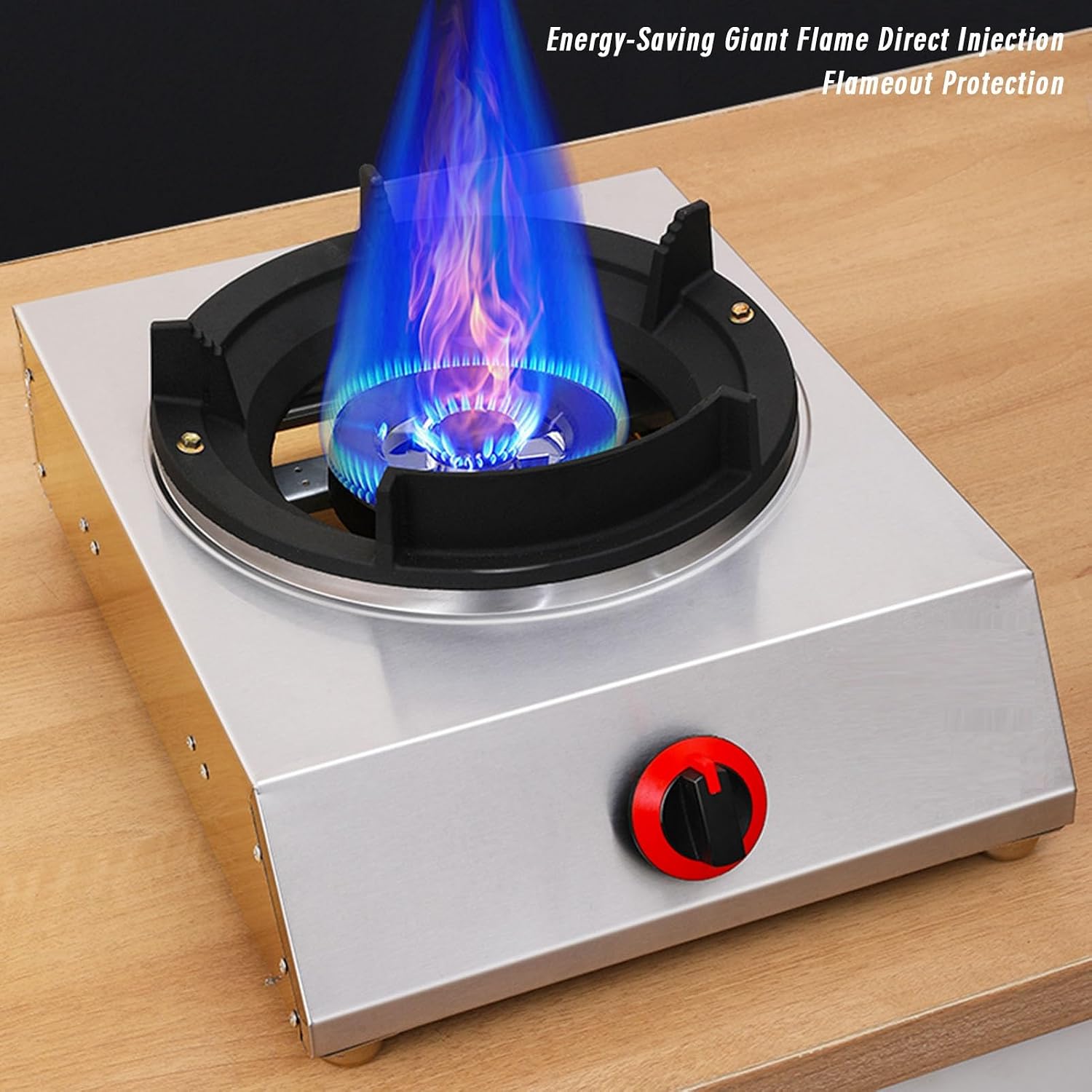 Gas Stove,13648 BTU Stainless Steel Gas Stove Tabletop Single Burner,Flameout Protection,Suitable for Home and Canteen Use (Size : LPG)