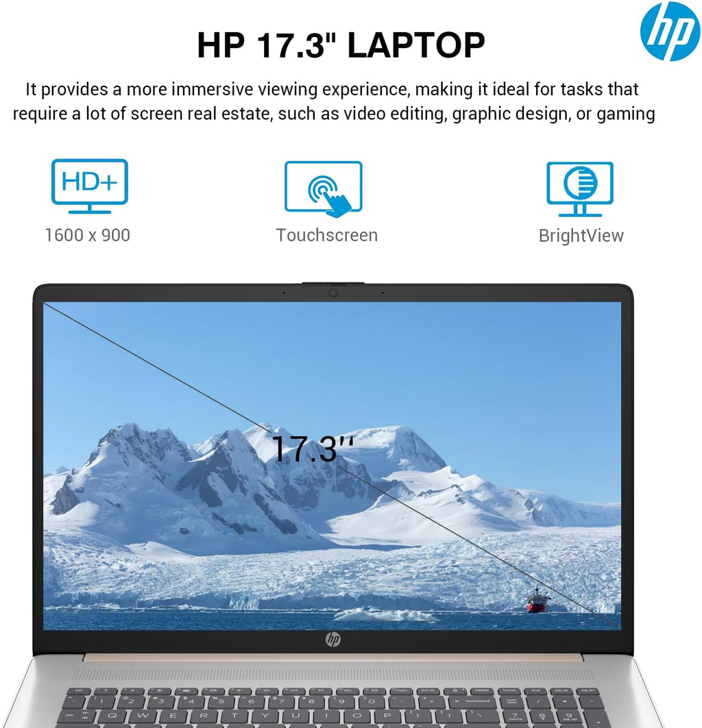 HP 17 Touchscreen Laptop Computer, 17.3 Inch HD+ Touch Screen Business Laptop PC, Intel Core i7, 64GB RAM 2TB SSD, Windows 11 Pro, 10 Key Backlit Keyboard, Fingerprint, Rose Gold