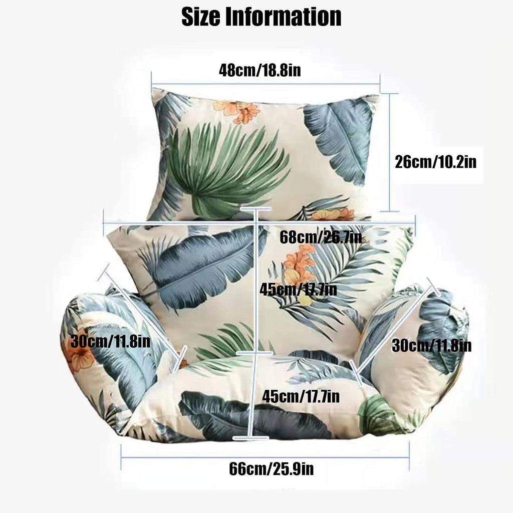 HUHJYUGE Egg Chair Cushion Only, Outdoor Hanging Swing Chair Seat Cushion Replacement, Thicken Waterproof Washable Hammock Chair Cushion with Headrest and Armrests, for Garden