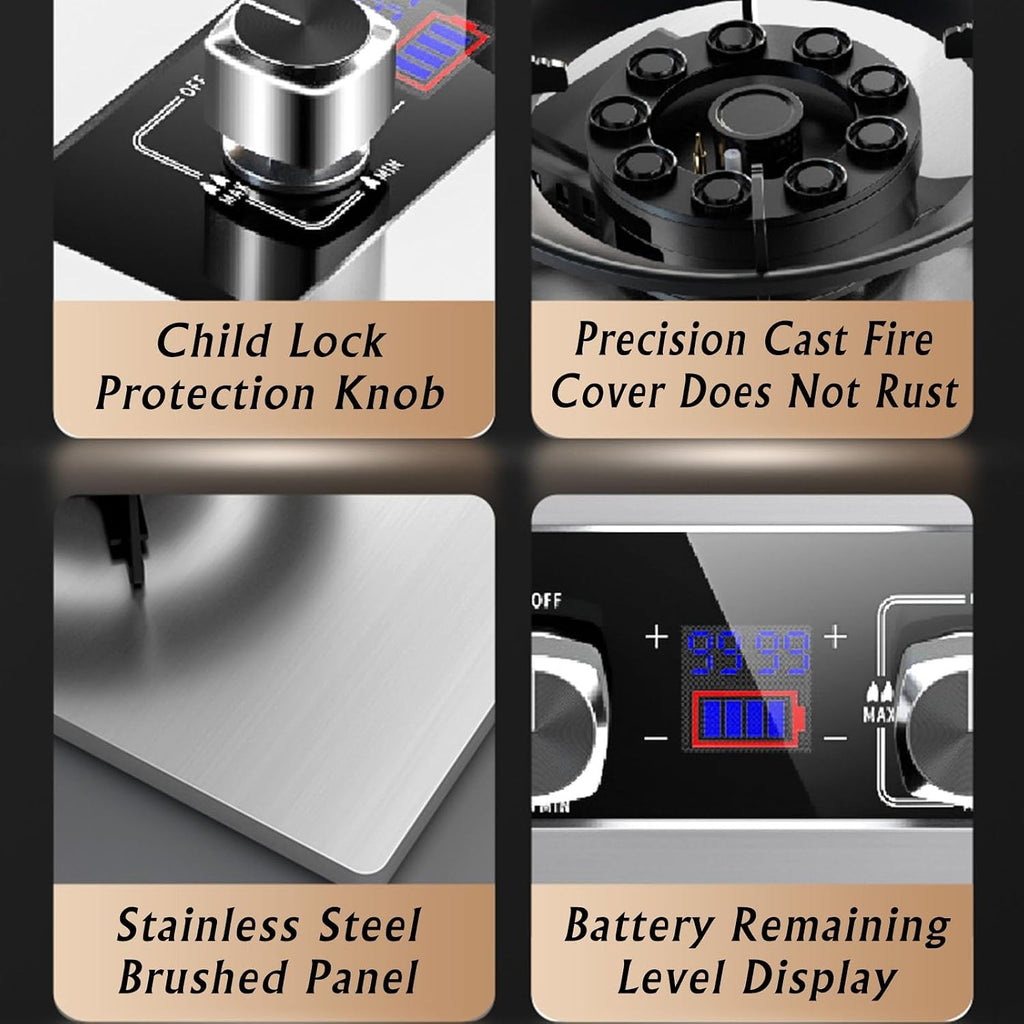 Propane Stove,2 Burners Portable Propane Stove,Stainless Steel Gas Cooktop,Maximum 17742.4BTU for Home Kitchens, Restaurants and Food Trucks (Color : NG, Size : Style 1)