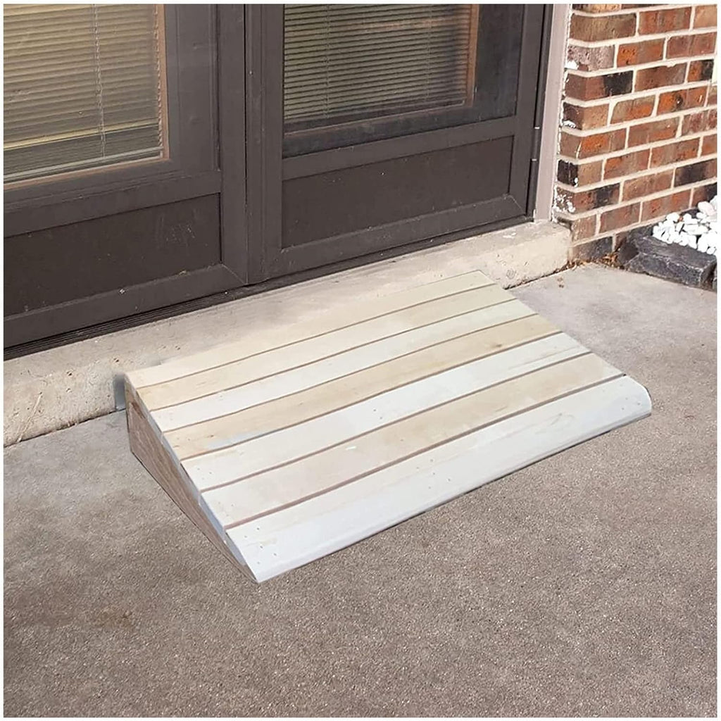 2' 3' 4' 5' 6' Riseanti-Slip Surface Portable Mobile Lightweight Wooden Threshold Ramps, 660Lbs Capacity, for Home/Front Door/Yard/Doorways (15.2X13.8X6Inch/38.8X35X15Cm)