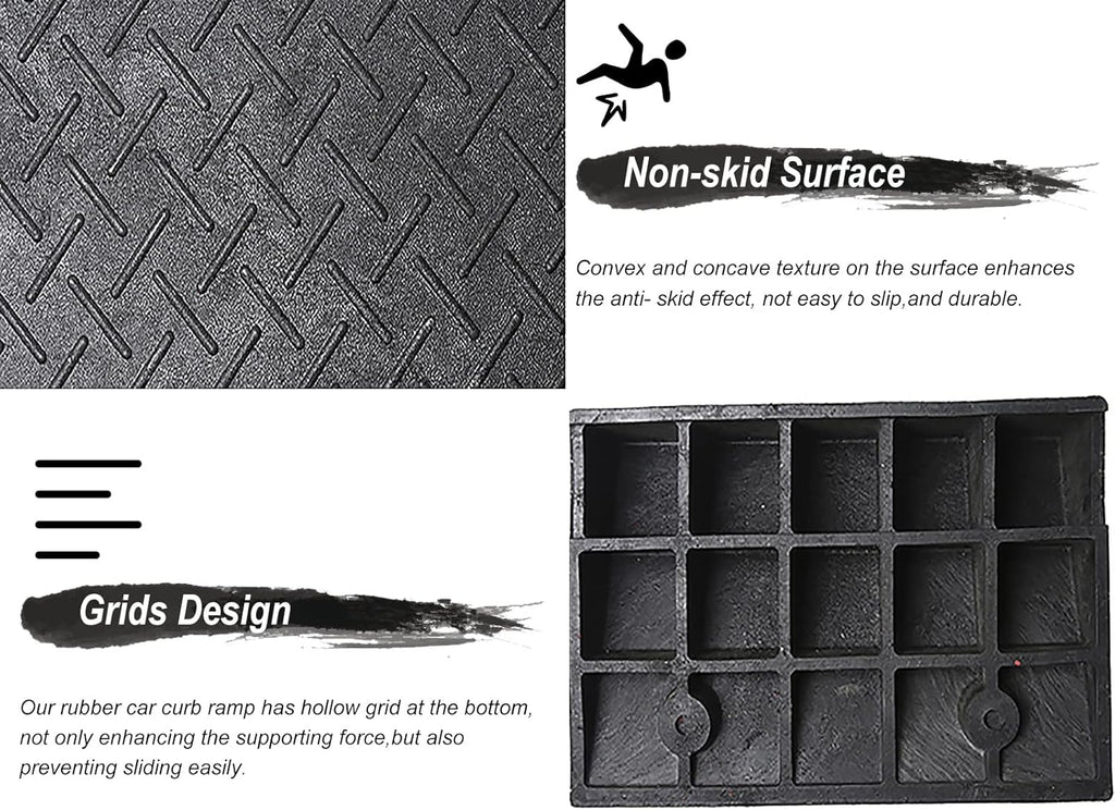Heavy Duty Threshold Ramp 2 3 4 5 6 Inches Rise, Driveway Curb Rubber Wheelchair Transition Ramp, Garage Entry Ramp Easy to Fix (11Cm (4 3/8In) Rise)
