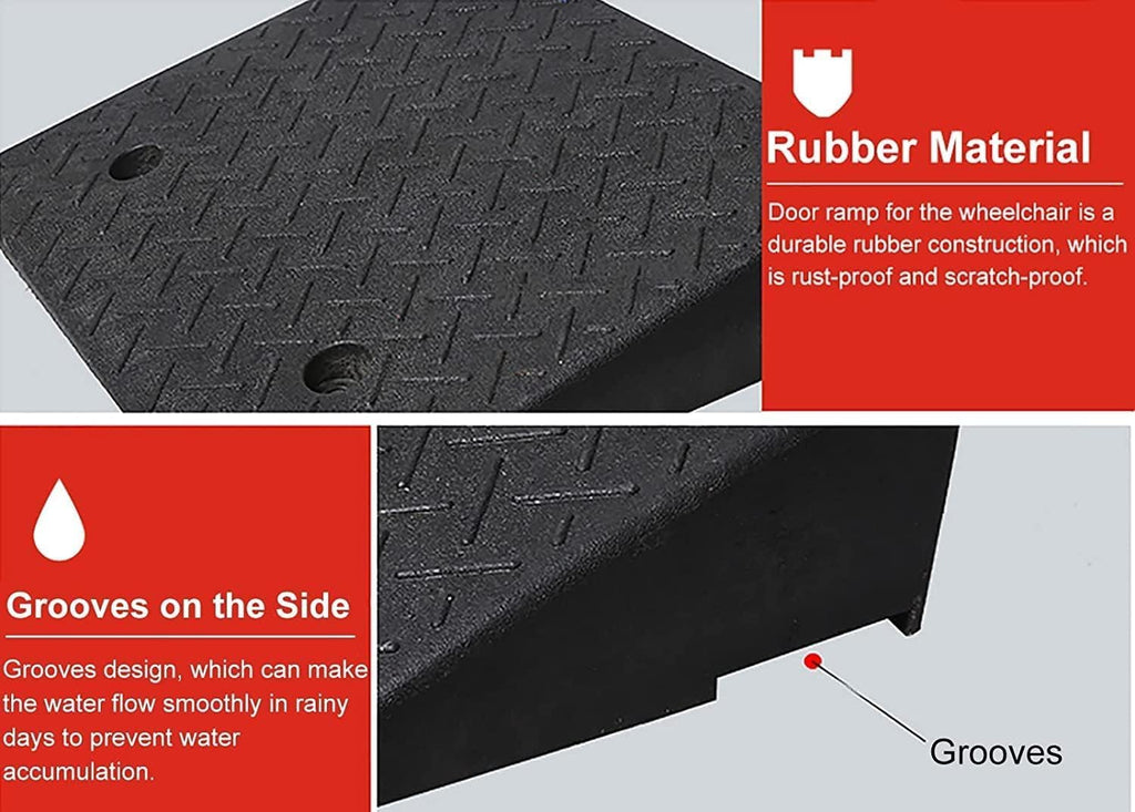 Threshold Ramp Wheelchair Ramp Heavy Duty Rubber Threshold Ramp Non-Slip Wear-Resistant Scooter Ramp for Home Door Dock Kerb Ramps Load 3 Tons Anti-Slip (One Color 9cm/3.5in Height)