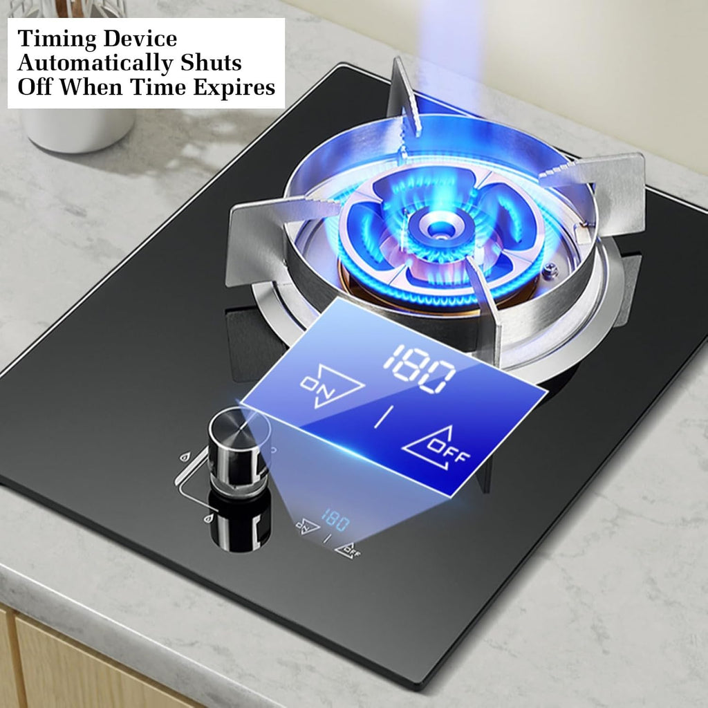 Gas Cooker 1 Burner,5.2KW Kitchen Counter Top Stove,Gas/LP Gas Conversion Stove,with Flameout Protection and Timer,for Home Kitchen(LPG)