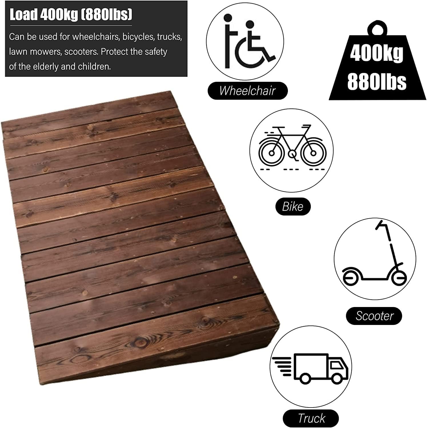 Floor Transition Strip Floor Divider Strip, Curb Ramp for Driveway, Door Threshold Ramp Wood/Large Entryway Transition Ramp 3/5/ 6/8/ 4 Inch High, Portable Non Slip Home Slope for Moving ( Size : 90x6