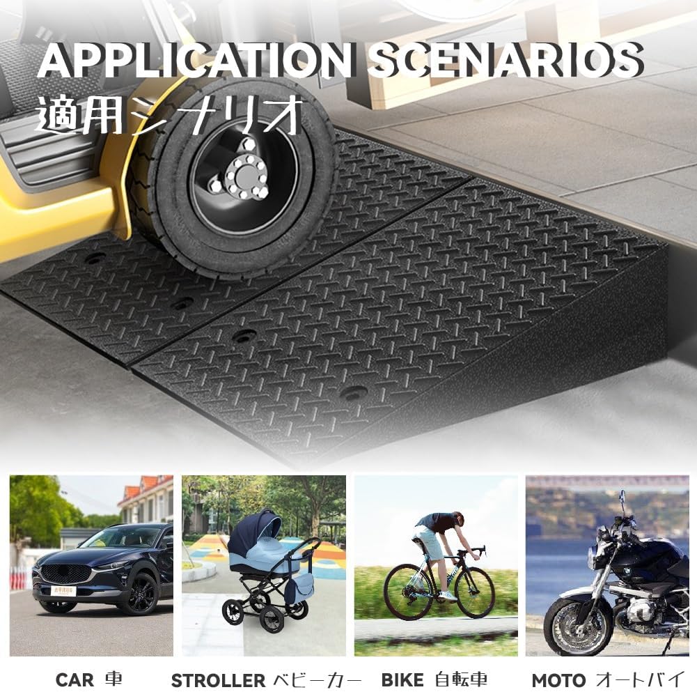 Threshold Ramp Sidewalk Curb Ramps Rubber Kerb Ramp Stairs Slope Ramp Doggy Door Ramp for Car Motorcycle Wheelchairs Scooter Bike Truck Forklifts(19.7x31.5x5.5in)