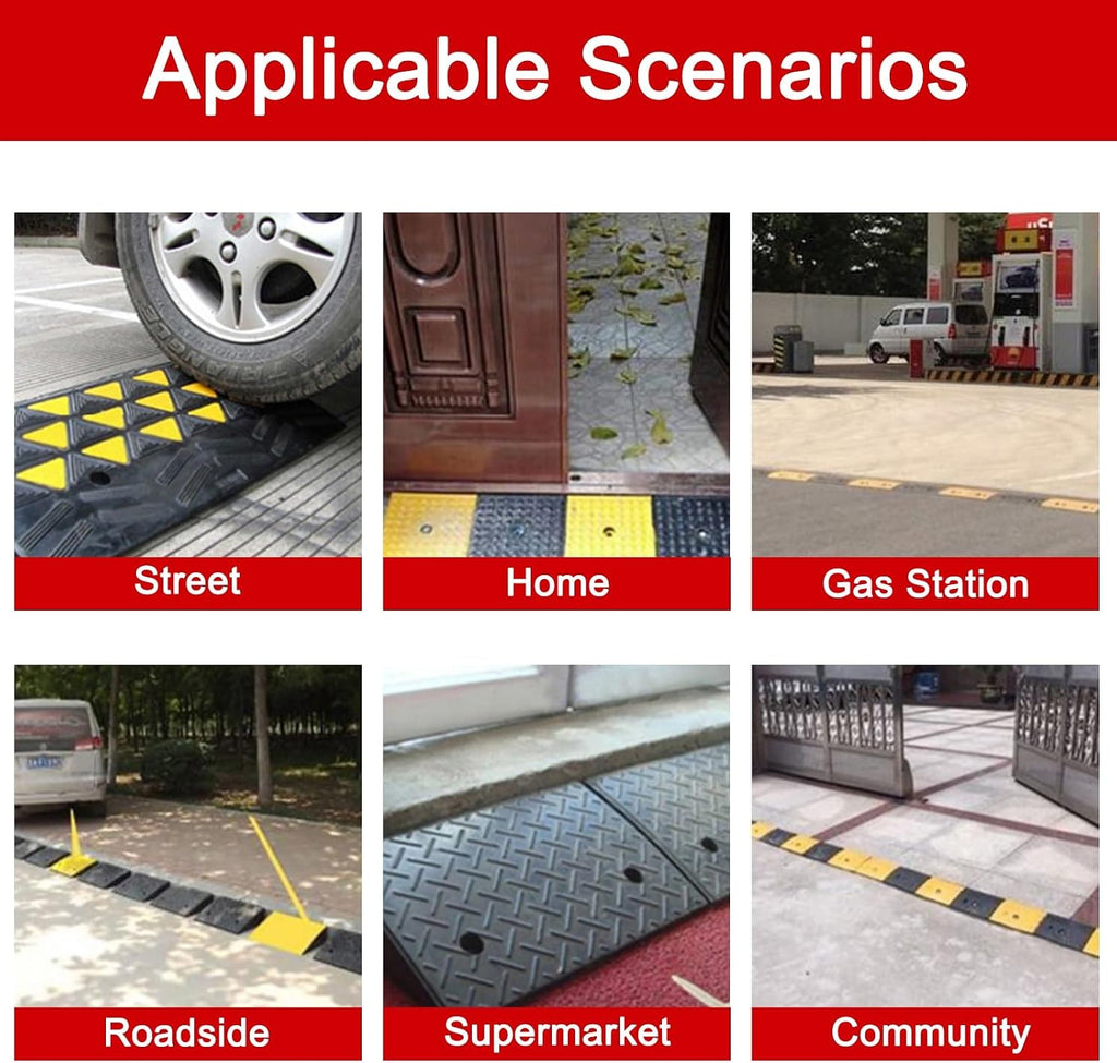 Rubber-Plastic Curb Ramps, Heavy-Duty Driveway Ramp, Anti-Skid Threshold Ramp, for Wheelchairs Sidewalks Motorcycles Cars(7cm/2.8in)