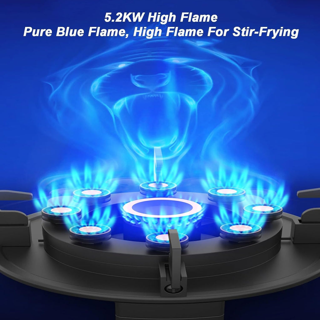 Gas Stove Double Burner,Tempered Glass Cooktop,Flip-top Gas Stove,NG/LPG Convertible Stove,with Flameout Protection and Double-sided Timing(LPG)