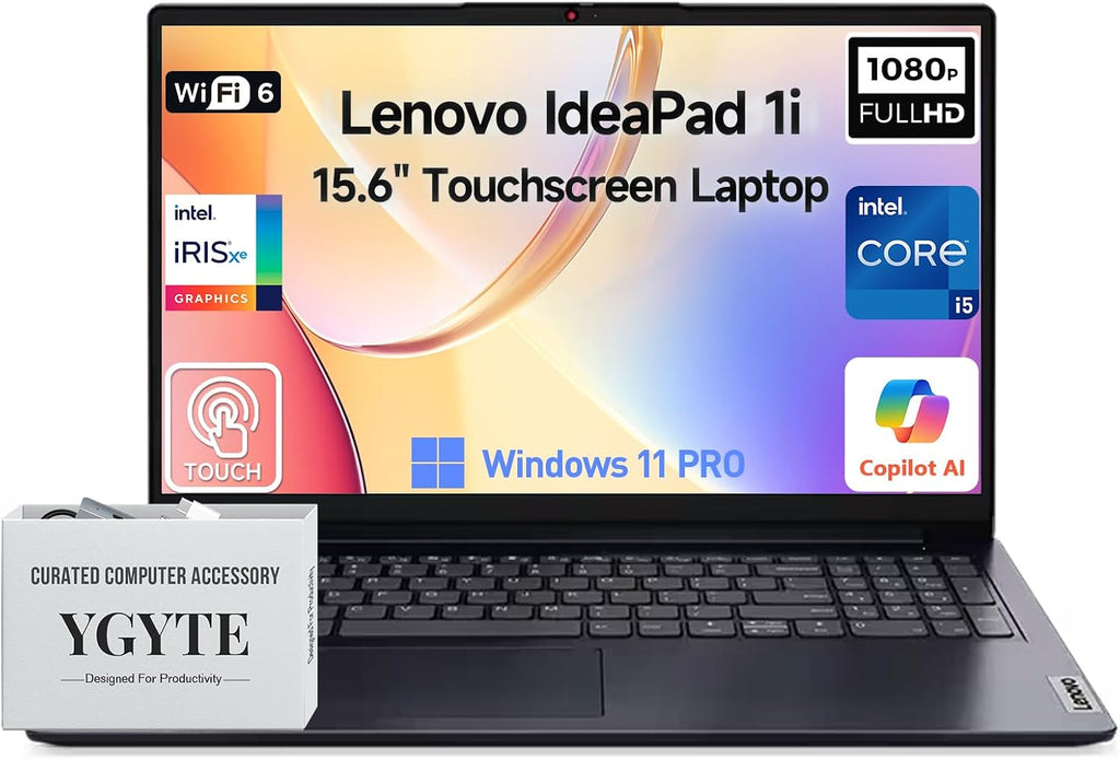 Lenovo 2026 Ideapad 1i 15 Inch Touchscreen Laptop Computer, 15.6' FHD IPS Touch Screen Laptop, Intel 10-Core i5 1335U (>i7-1255U), Windows 11 Pro 40GB RAM 2TB SSD, 10-Key, wYGYTE