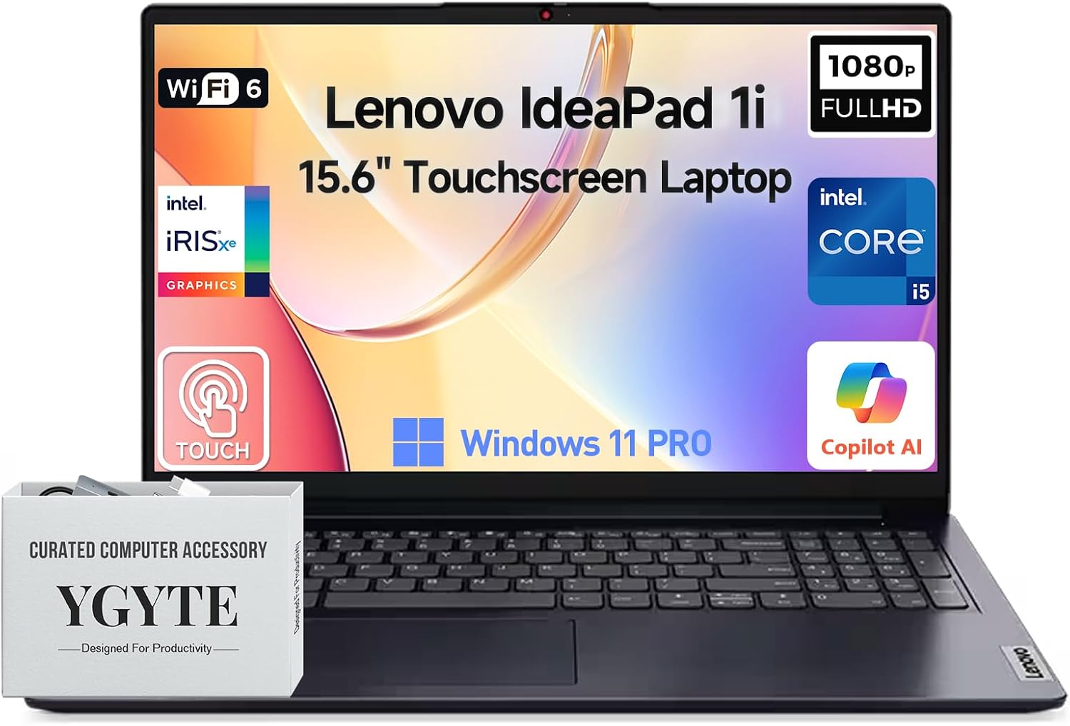 Lenovo 2026 Ideapad 1i 15 Inch Touchscreen Laptop Computer, 15.6' FHD IPS Touch Screen Laptop, Intel 10-Core i5 1335U (>i7-1255U), Windows 11 Pro 40GB RAM 2TB SSD, 10-Key, wYGYTE